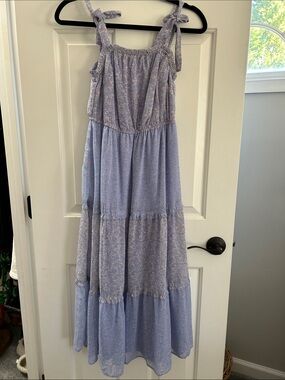 S Sincerely Jules Lavender Floral Tie-Shoulder Maxi Dress
